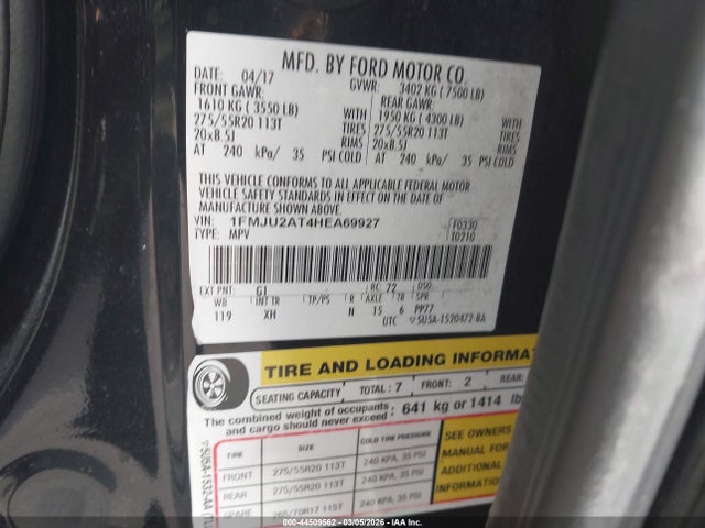 1FMJU2AT4HEA69927 Ford Expedition Limited