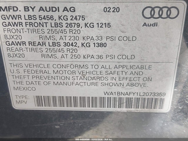 2020 AUDI Q5 WA1BNAFY1L2073359 Photo 8