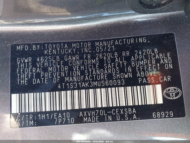 4T1S31AK3MU560093 Toyota Camry Se Hybrid