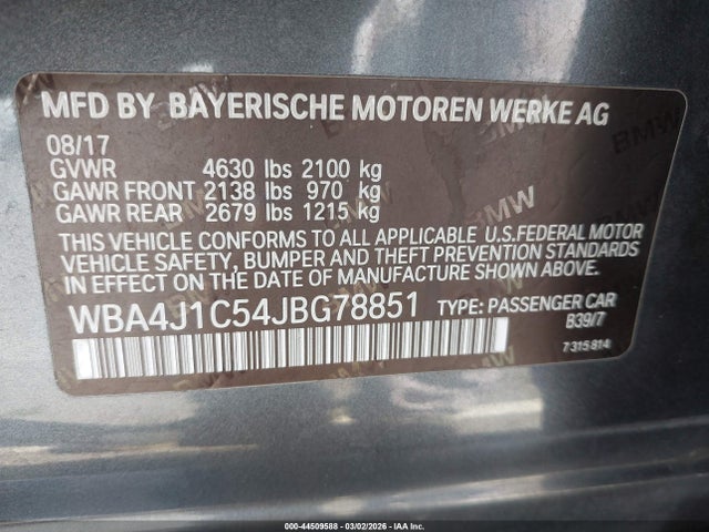 WBA4J1C54JBG78851 BMW 430i Gran Coupe