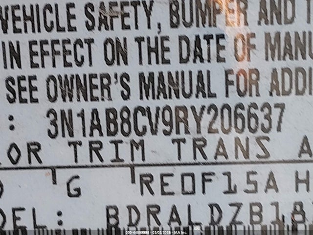 3N1AB8CV9RY206637 Nissan Sentra Sv Xtronic Cvt