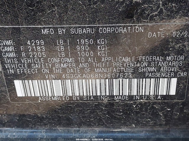 4S3GKAD68N3607623 Subaru Impreza Premium