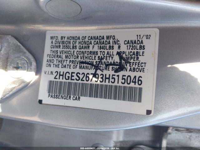 2003 HONDA CIVIC 2HGES26793H515046 Photo 8