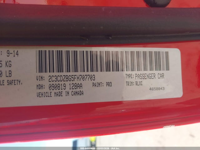 2C3CDZBG5FH707703 Dodge Challenger Sxt Plus