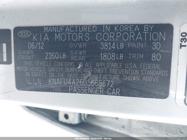 Продажа на аукционе авто 2013 Kia Forte Ex, vin: KNAFU4A26D5668672, номер лота: 44509660