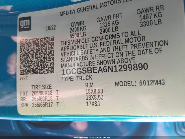 2022 CHEVROLET COLORADO 1GCGSBEA6N1299890 Photo 8