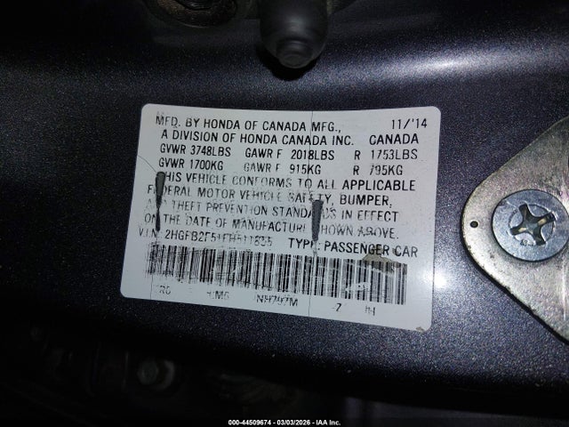 2HGFB2F51FH511855 Honda Civic Lx