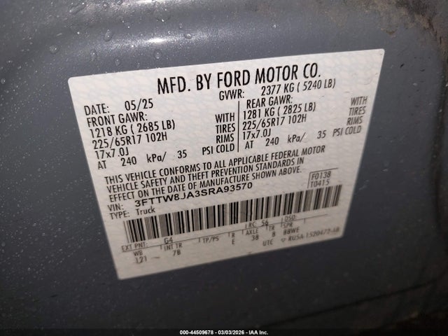 Ford Maverick Xlt 2025 3FTTW8JA3SRA93570 Image 9