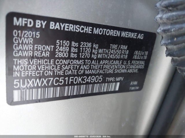 2015 BMW X3 5UXWX7C51F0K34905 Photo 8