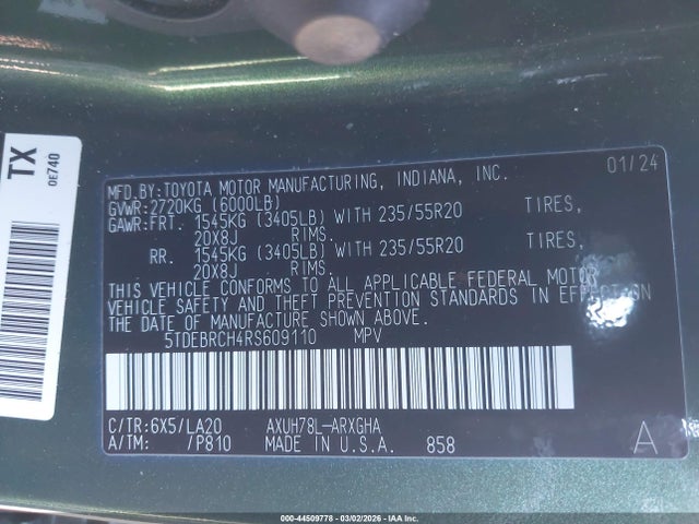 Toyota Highlander Hybrid Platinum 2024 5TDEBRCH4RS609110 Image 9