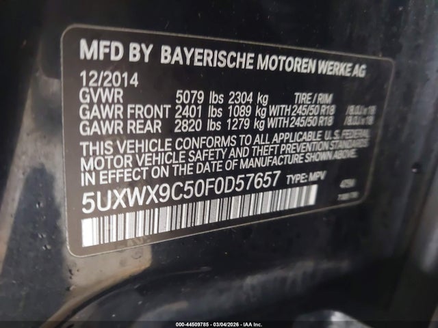 2015 BMW X3 5UXWX9C50F0D57657 Photo 8