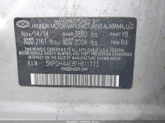 Hyundai ELANTRA SE 2015 5NPDH4AE8FH611773 Image 9