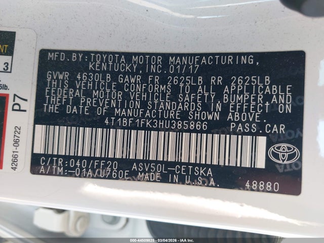 4T1BF1FK3HU385866 Toyota CAMRY SE