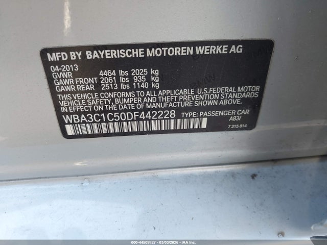 2013 BMW 328I WBA3C1C50DF442228 Photo 8