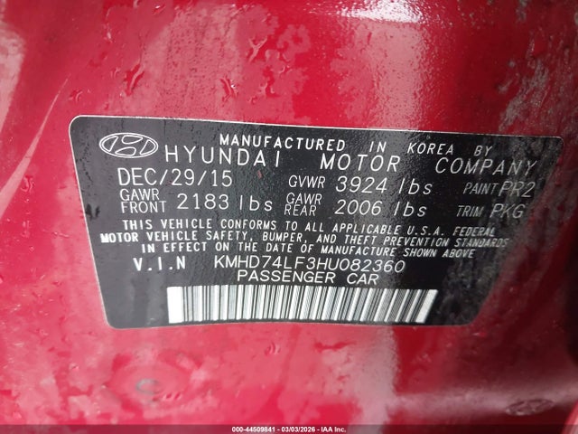Hyundai ELANTRA SE 2017 KMHD74LF3HU082360 Image 9