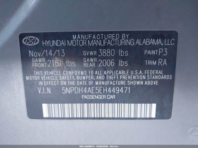 Hyundai ELANTRA SE 2014 5NPDH4AE5EH449471 Image 9