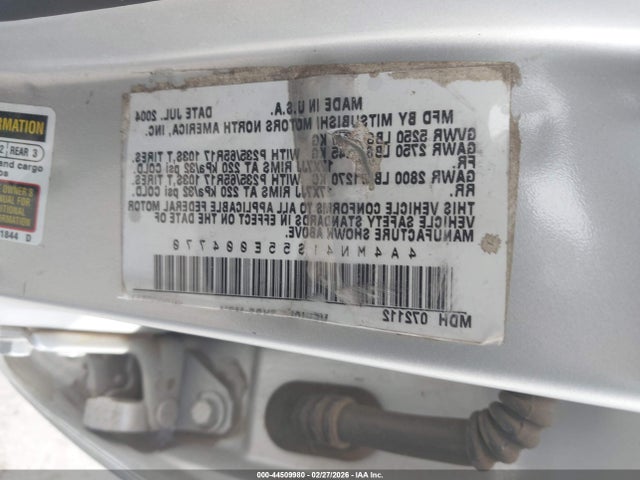 2005 Mitsubishi Endeavor Limited მანქანა იყიდება აუქციონზე, vin: 4A4MN41S55E004770, აუქციონის ნომერი: 44509980
