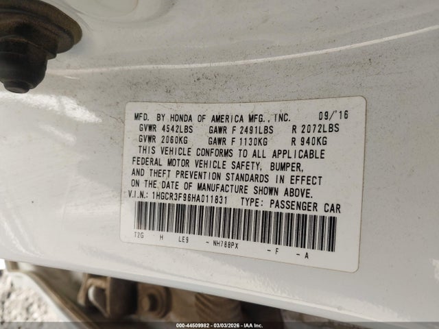 1HGCR3F96HA011831 Honda Accord Touring V6