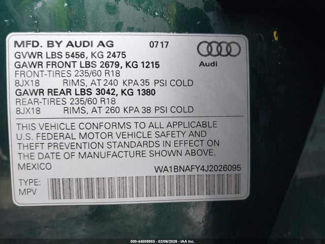 2018 AUDI Q5 WA1BNAFY4J2026095 Photo 8