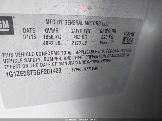 1G1ZE5ST5GF201423 Chevrolet MALIBU 1LT
