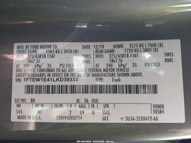 Ford F-150 Xlt 2020 1FTEW1E41LKD39333 Image 9