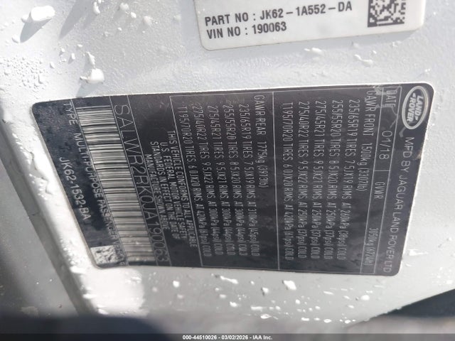 2018 LAND ROVER RANGE ROVER SPORT SALWR2RK0JA190063 Photo 8