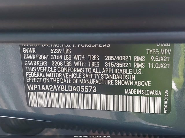 Porsche Cayenne 2020 WP1AA2AY8LDA05573 Image 9