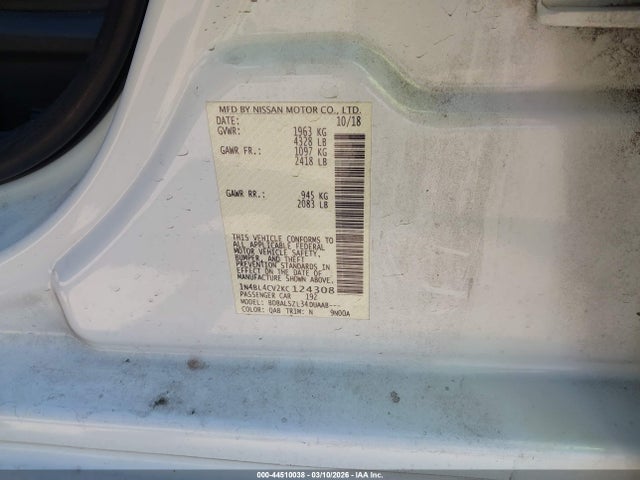Aukcja sprzedaży 2019 Nissan Altima 2.5 Sr, vin: 1N4BL4CV2KC124308, numer aukcji: 44510038