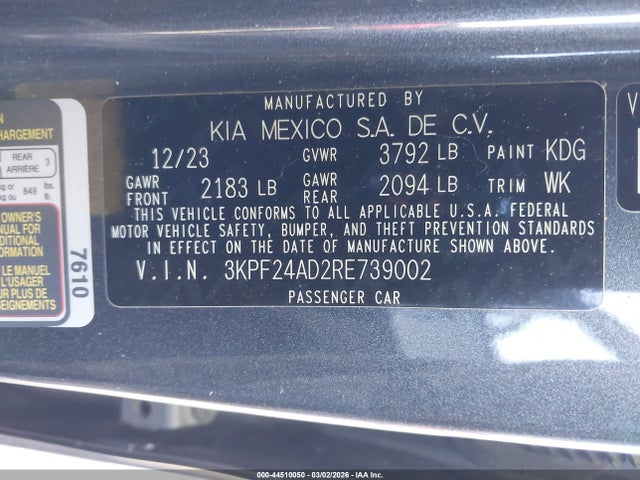 KIA Forte Lxs 2024 3KPF24AD2RE739002 Image 9