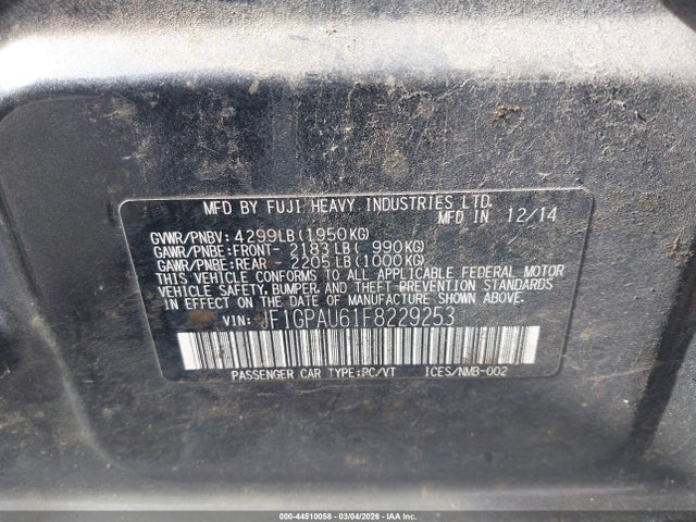 JF1GPAU61F8229253 Subaru Impreza 2.0i Sport Premium