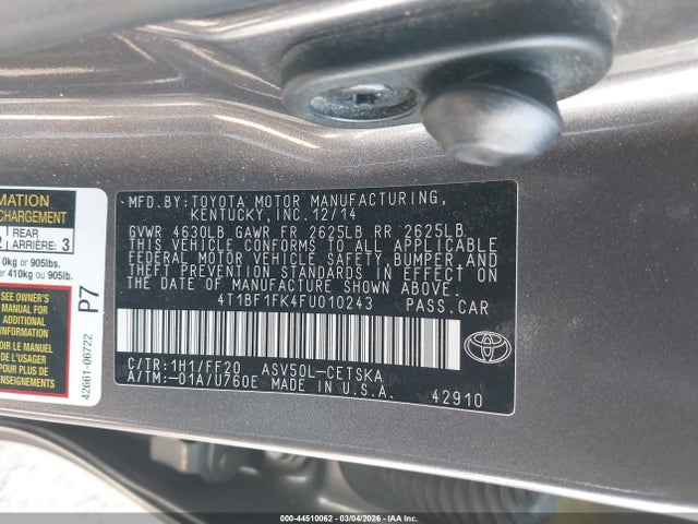 2015 TOYOTA CAMRY 4T1BF1FK4FU010243 Photo 8