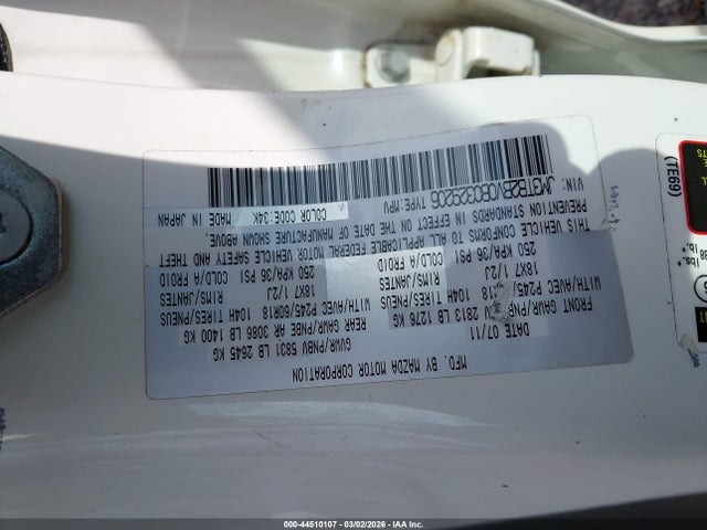 44510107 :رقم المزاد ، JM3TB2BV0B0329206 vin ، 2011 Mazda Cx-9 Sport مزاد بيع