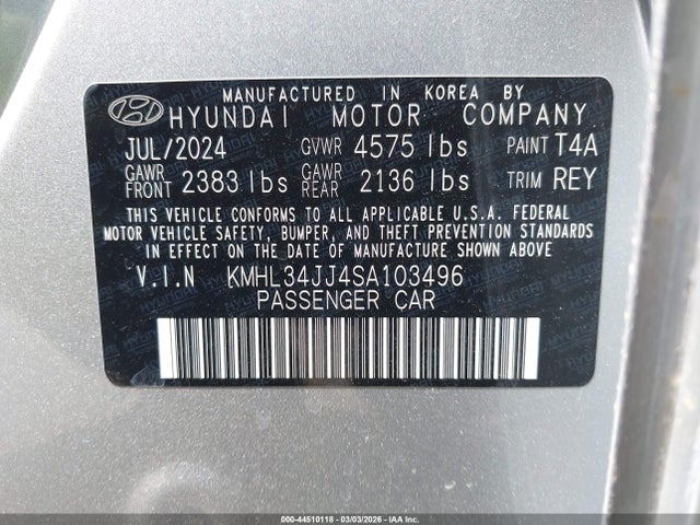 KMHL34JJ4SA103496 Hyundai Sonata Hybrid Sel
