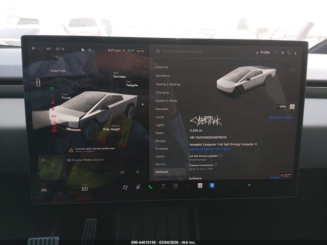 44510155 :رقم المزاد ، 7G2CEHED2SA079243 vin ، 2025 Tesla Cybertruck All-wheel Drive مزاد بيع