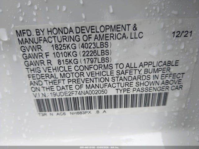 Продаж на аукціоні авто 2022 Acura Ilx Premium Package, vin: 19UDE2F74NA002050, номер лоту: 44510158