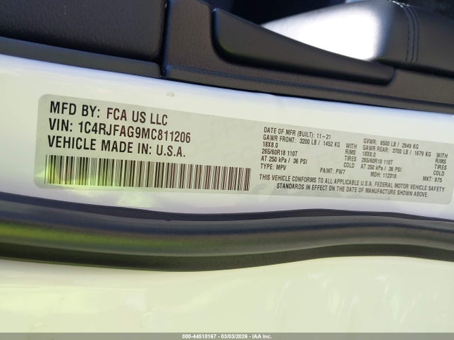 2021 JEEP GRAND CHEROKEE 1C4RJFAG9MC811206 Photo 8