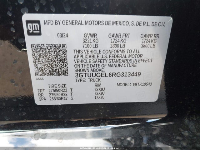 Aukcja sprzedaży 2024 Gmc Sierra 1500 4wd  Short Box Denali, vin: 3GTUUGEL6RG313449, numer aukcji: 44510169