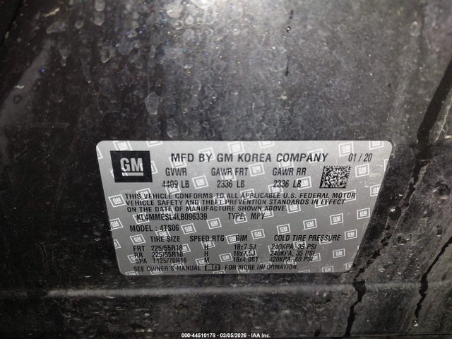 44510178 :رقم المزاد ، KL4MMESL4LB096339 vin ، 2020 Buick Encore Gx Awd Select مزاد بيع