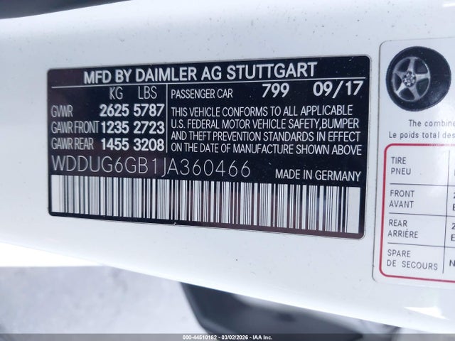 WDDUG6GB1JA360466 Mercedes-Benz S 450