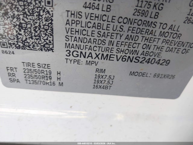 3GNAXMEV6NS240429 Chevrolet Equinox Fwd Rs