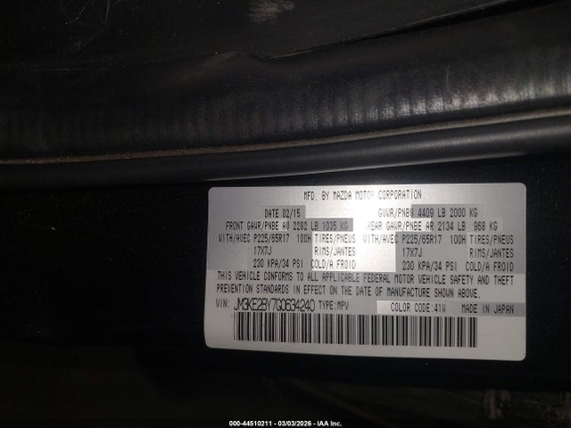 44510211 :رقم المزاد ، JM3KE2BY7G0634240 vin ، 2016 Mazda Cx-5 Sport مزاد بيع