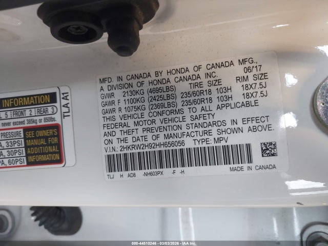 Honda Cr-v Touring 2017 2HKRW2H92HH656056 Image 9