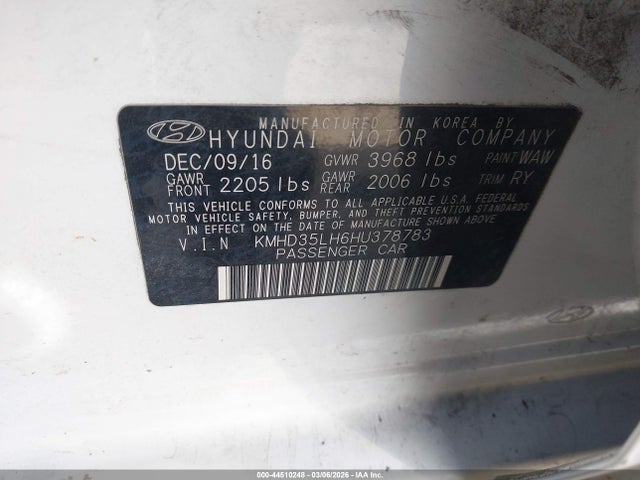 KMHD35LH6HU378783 Hyundai ELANTRA GT
