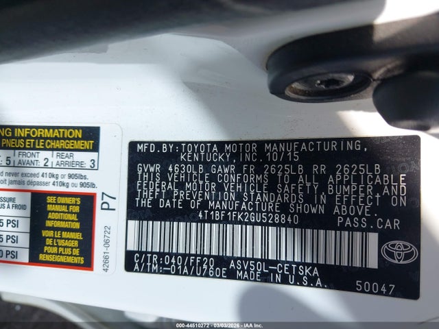 Toyota CAMRY SE 2016 4T1BF1FK2GU528840 Image 9