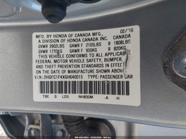 Honda Civic Ex-t 2016 2HGFC1F4XGH640015 Image 9
