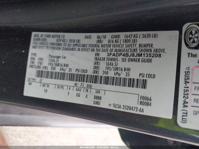 Ford FIESTA SE 2018 3FADP4BJ8JM135208 Image 9