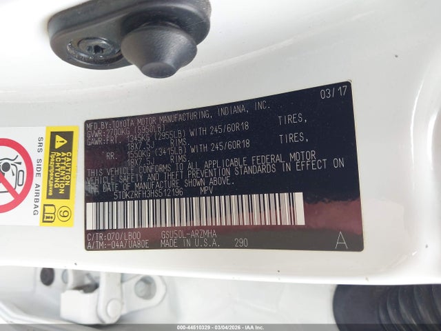 Toyota Highlander Xle 2017 5TDKZRFH3HS512196 Image 9