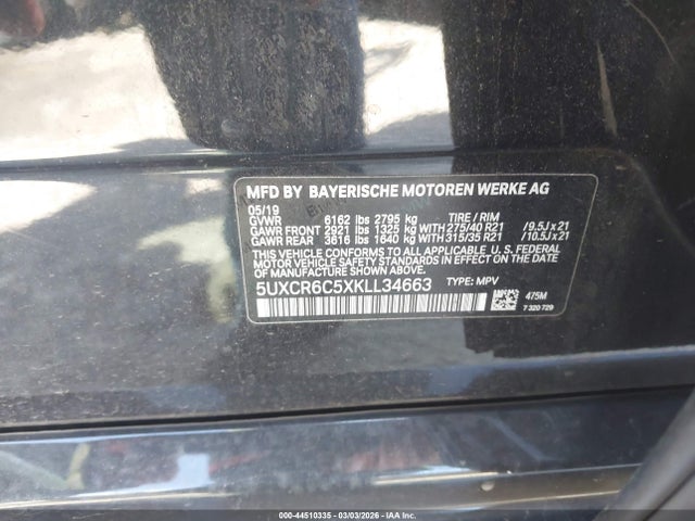 5UXCR6C5XKLL34663 BMW X5 Xdrive40i