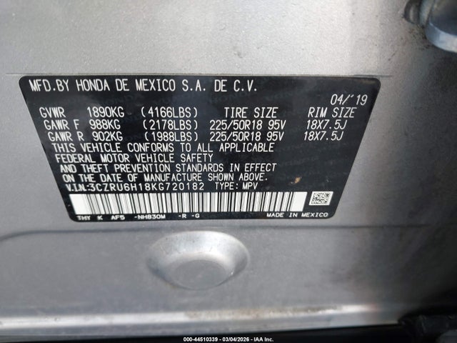 3CZRU6H18KG720182 Honda HR-V SPORT