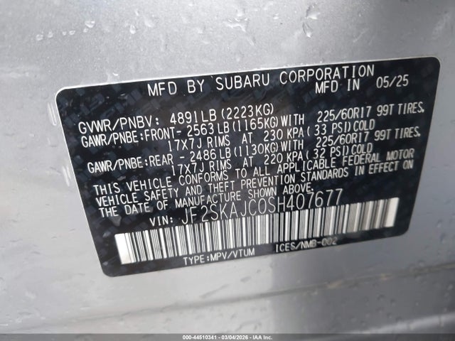 Aukcja sprzedaży 2025 Subaru Forester Wilderness, vin: JF2SKAJC0SH407677, numer aukcji: 44510341